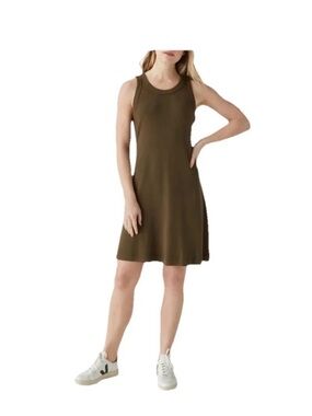 NWT $98 Michael Stars Eliza Mini Dress Olive Sleeveless Knit Cotton Tank Size L